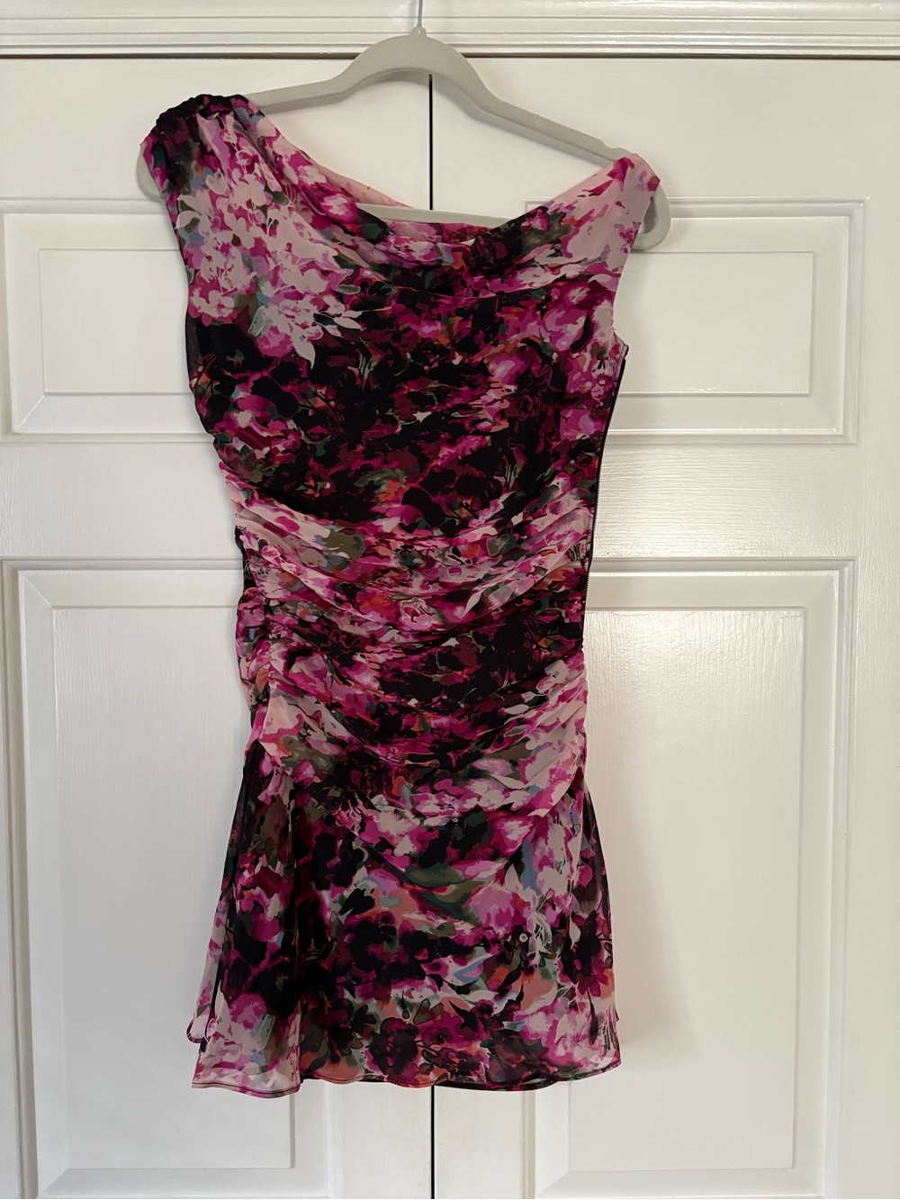 Abercrombie & Fitch One-Shoulder Pink Floral Chiffon Dress